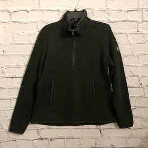 Kuhl Knit Fleece Pullover Gray 1/4 Zip Pouch Pocket Sz Large Outdoor Hiking Top